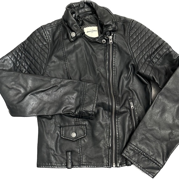 abercrombie kids Other - ABERCROMBIE Kids Black Faux Leather Jacket